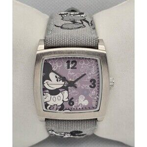 Unisex Disney Parks Mickey Mouse Limited Edition Gray Fabric Band Watch 04